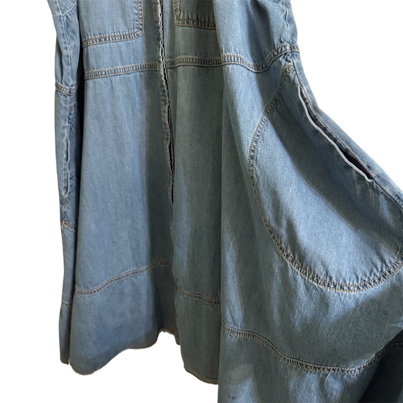 Anthropologie Pilcro Denim Sleeveless Halter Swing Midi Dress Plus Size 1X - Picture 7 of 11